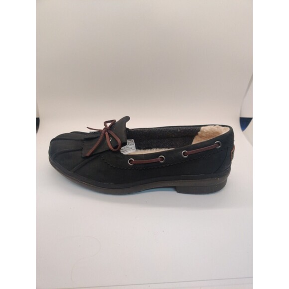 Ugg Australia Womens Sz 7.5 Haylie Oiled Leather Fringe Slipon Duck Shoe Leather - Picture 6 of 14